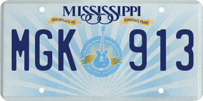 MS license plate MGK913