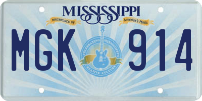 MS license plate MGK914