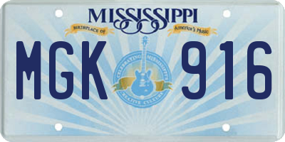 MS license plate MGK916