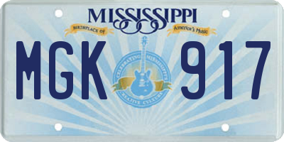 MS license plate MGK917