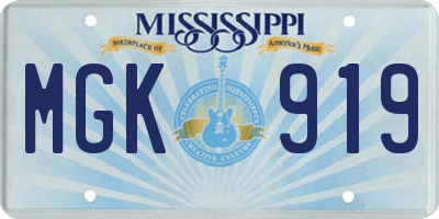 MS license plate MGK919