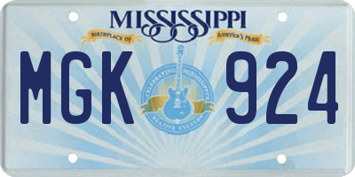 MS license plate MGK924