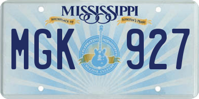 MS license plate MGK927