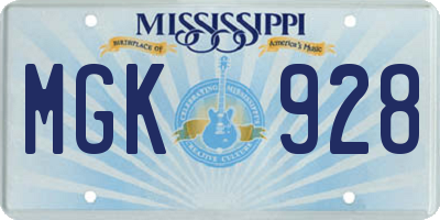 MS license plate MGK928
