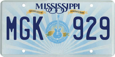 MS license plate MGK929