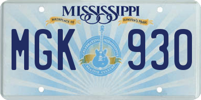 MS license plate MGK930