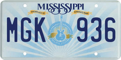 MS license plate MGK936