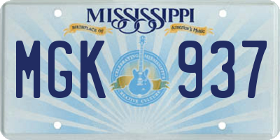 MS license plate MGK937