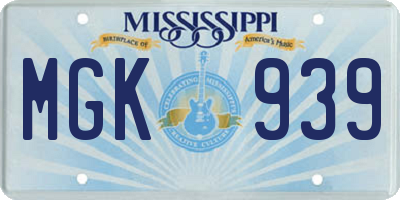 MS license plate MGK939