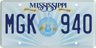 MS license plate MGK940
