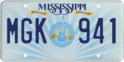 MS license plate MGK941