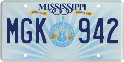 MS license plate MGK942