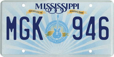 MS license plate MGK946