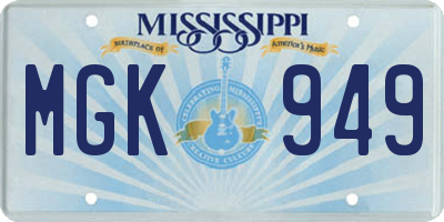MS license plate MGK949
