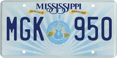 MS license plate MGK950