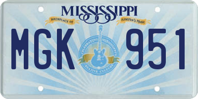 MS license plate MGK951