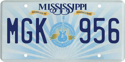 MS license plate MGK956