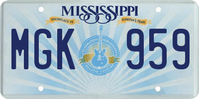 MS license plate MGK959