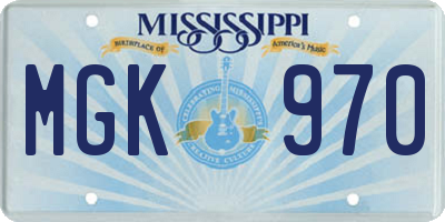 MS license plate MGK970
