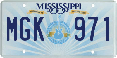 MS license plate MGK971