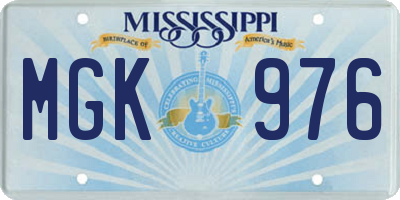 MS license plate MGK976