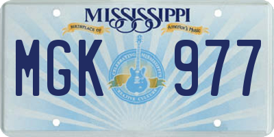 MS license plate MGK977