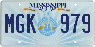 MS license plate MGK979