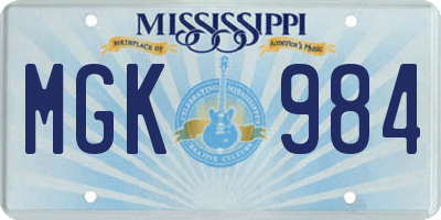 MS license plate MGK984