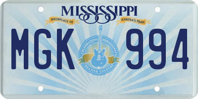 MS license plate MGK994
