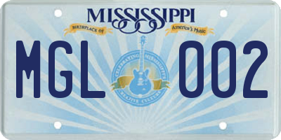 MS license plate MGL002
