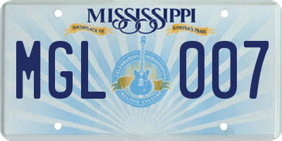 MS license plate MGL007