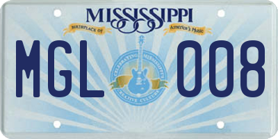 MS license plate MGL008