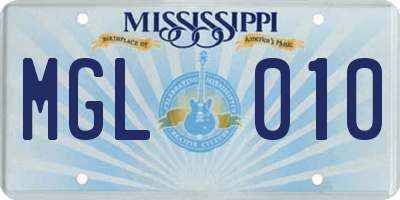 MS license plate MGL010