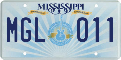 MS license plate MGL011