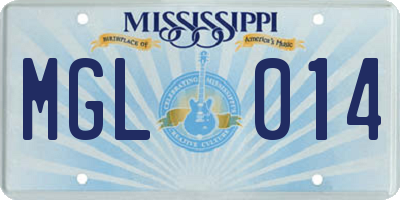 MS license plate MGL014