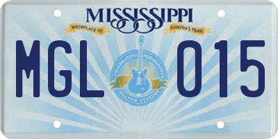 MS license plate MGL015