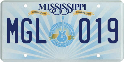 MS license plate MGL019
