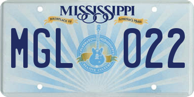 MS license plate MGL022