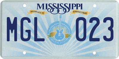 MS license plate MGL023