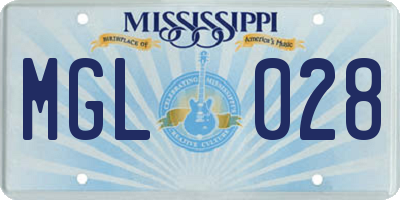 MS license plate MGL028