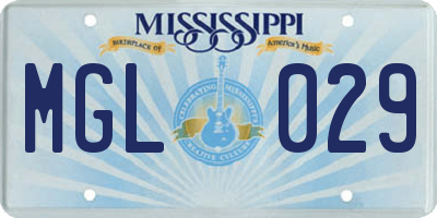 MS license plate MGL029