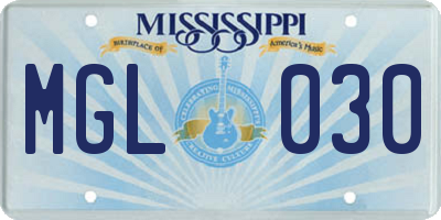 MS license plate MGL030