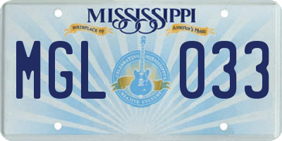 MS license plate MGL033
