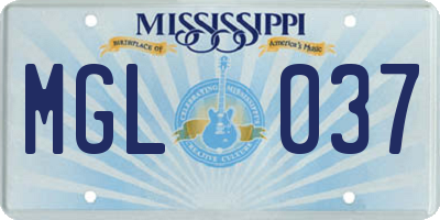 MS license plate MGL037