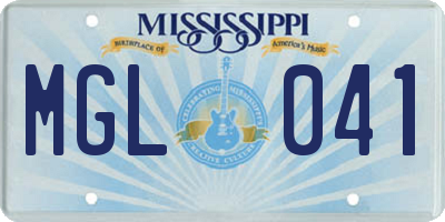 MS license plate MGL041