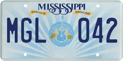 MS license plate MGL042