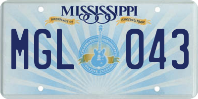 MS license plate MGL043