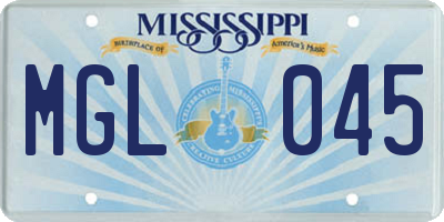 MS license plate MGL045