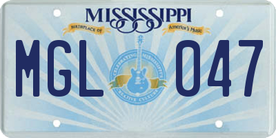 MS license plate MGL047