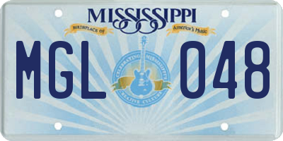MS license plate MGL048